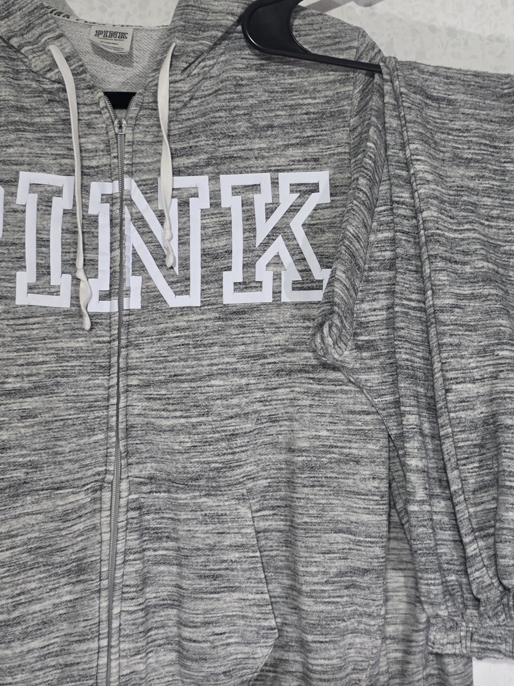 PINK Victoria's Secret Gray Logo Tag Hoodie